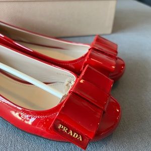 Prada red patent leather ballet flats